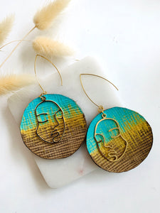 Round Hand Painted Leather earrings